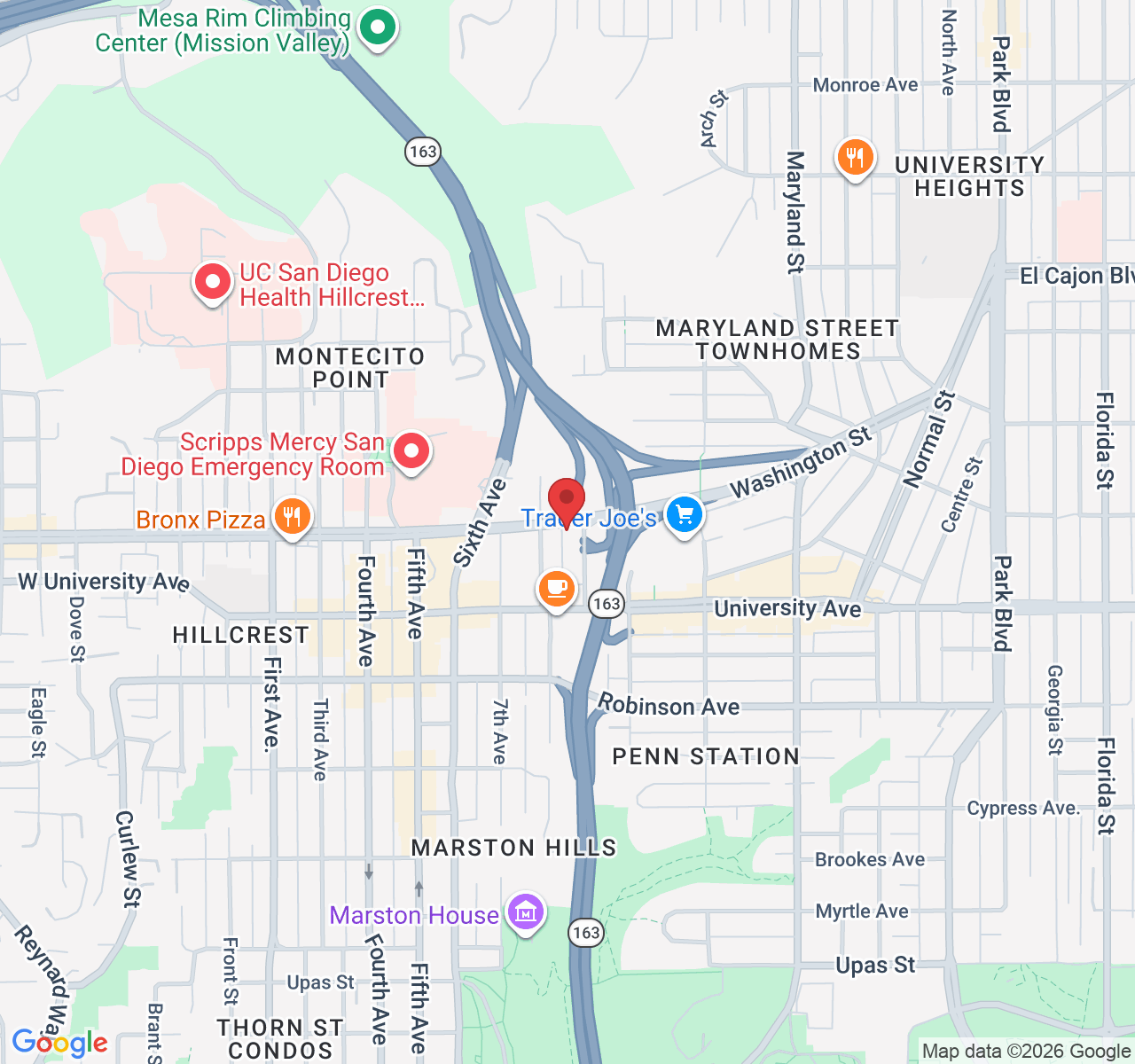 Map to GadgetRx at 827 Washington St, San Diego